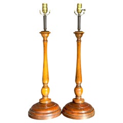 Vintage Regency Theodore Alexander Candlestick Lamps - a Pair