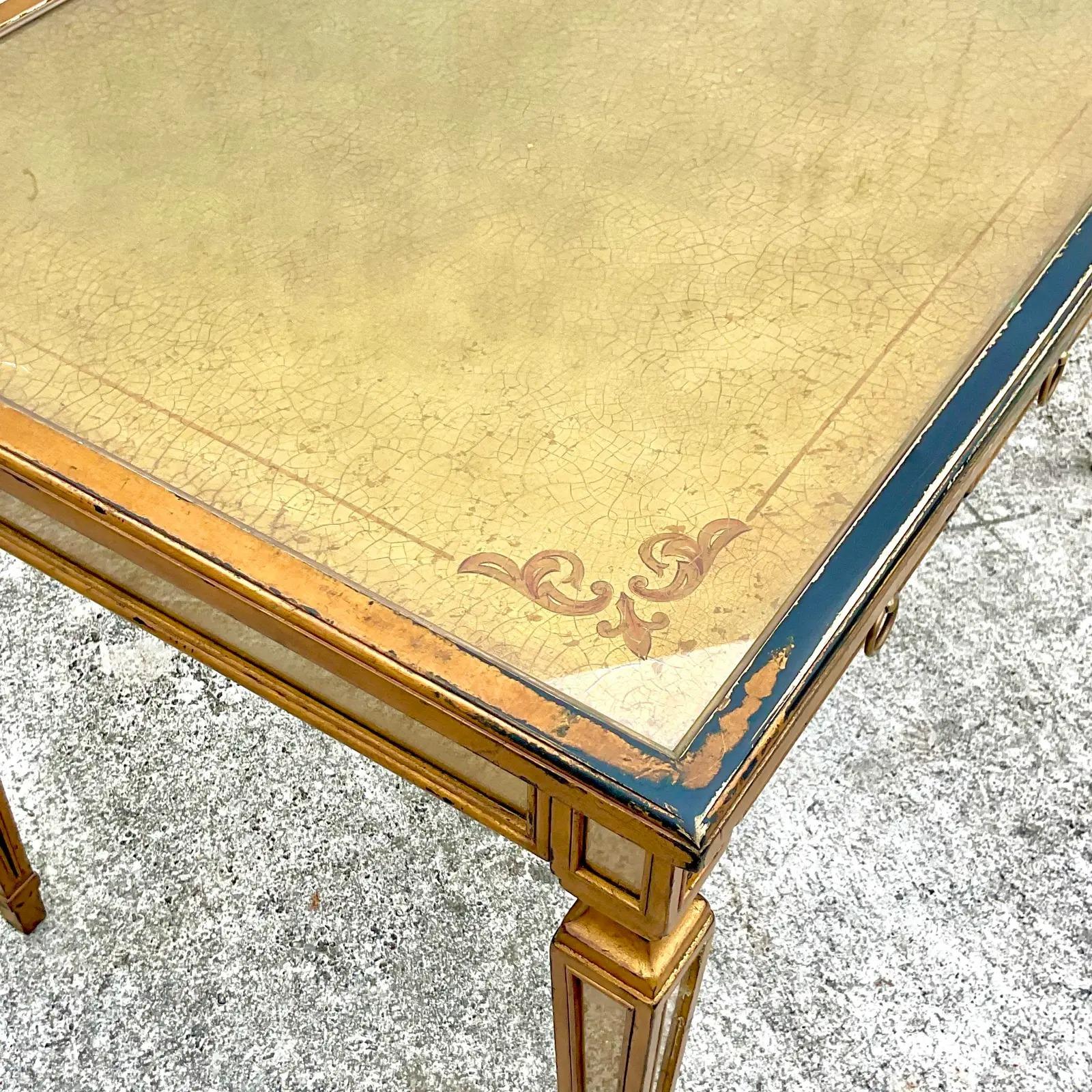 20th Century Vintage Regency Theodore Alexander Eglomise Writing Desk