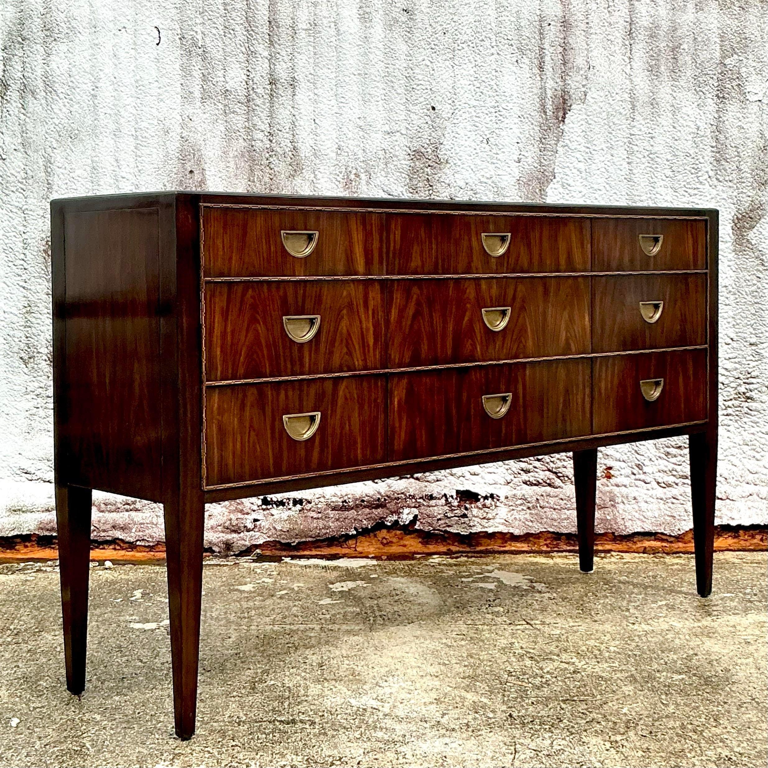 American Vintage Regency Theodore Alexander Flame Mahogany Credenza