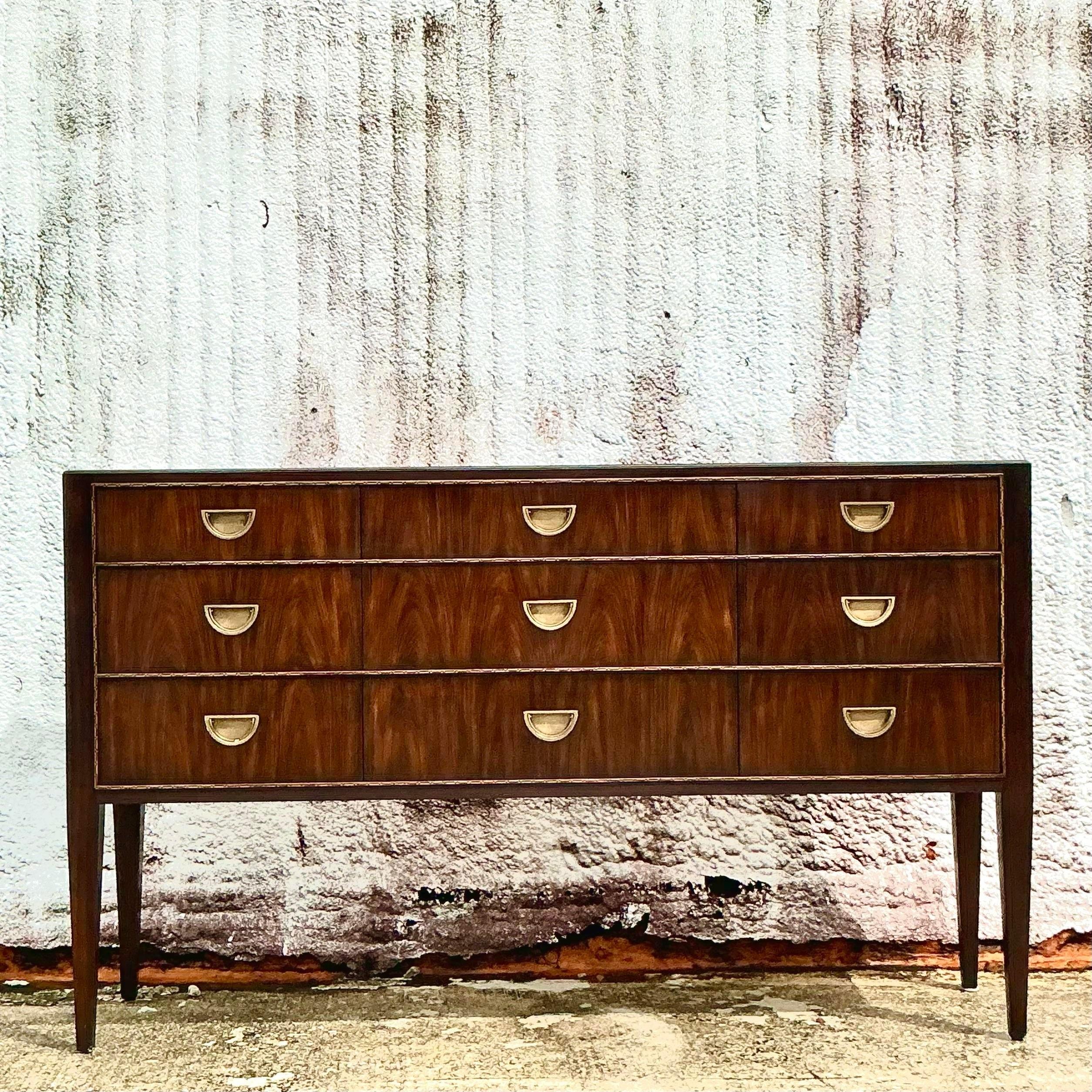 Vintage Regency Theodore Alexander Flame Mahogany Credenza 2