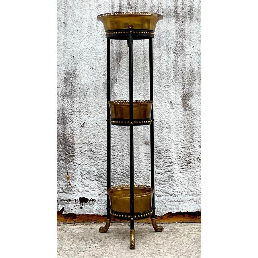 Regency Jardiniere d'epoca in ottone impilato Theodore Alexander in vendita