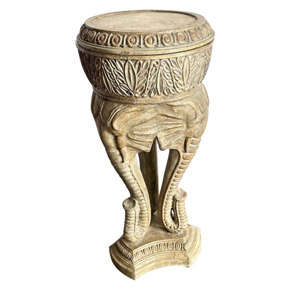 Piantana/pedistallo a tre elefanti Regency vintage in vendita
