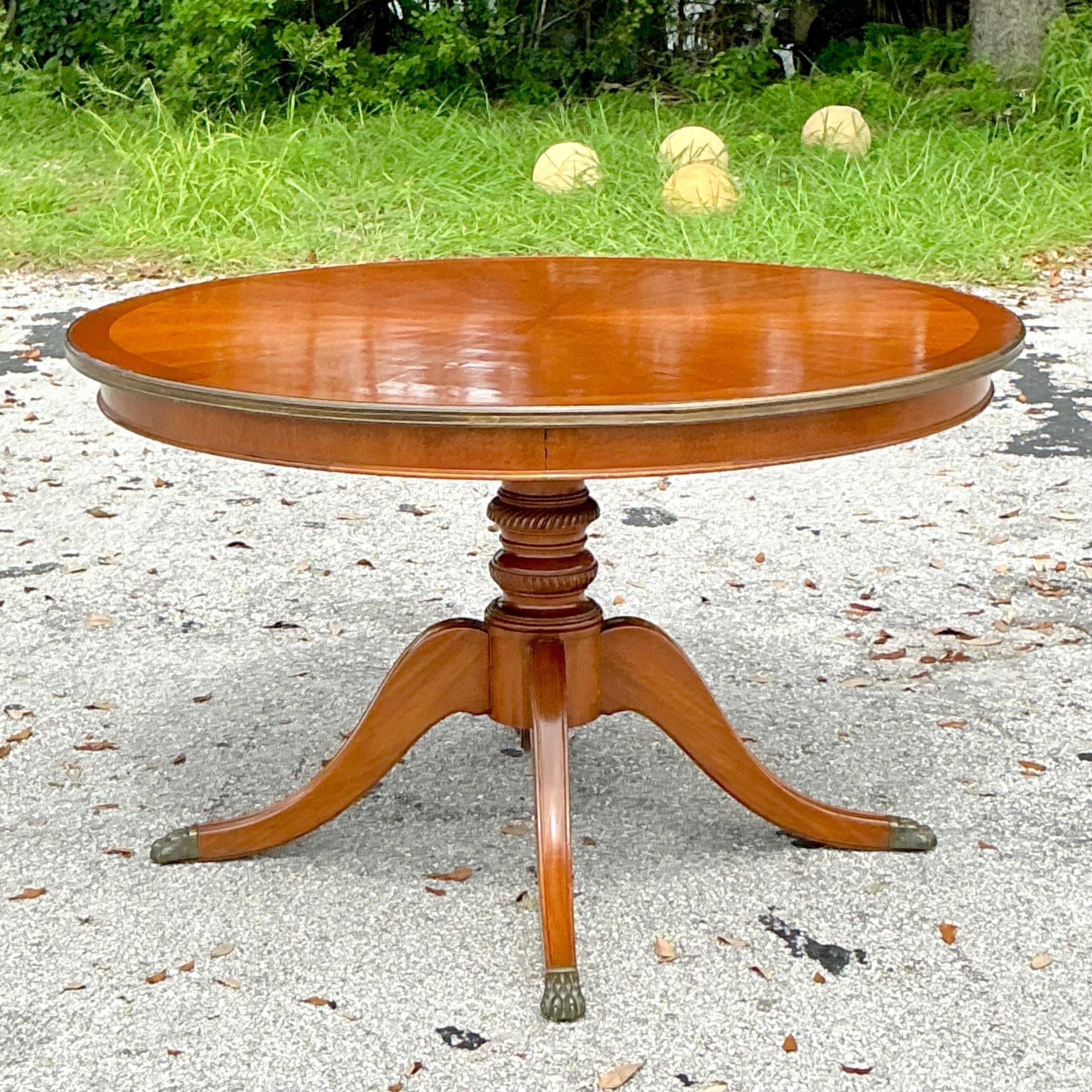Metal Vintage Regency Three Legged Marquis Center Hall Table For Sale