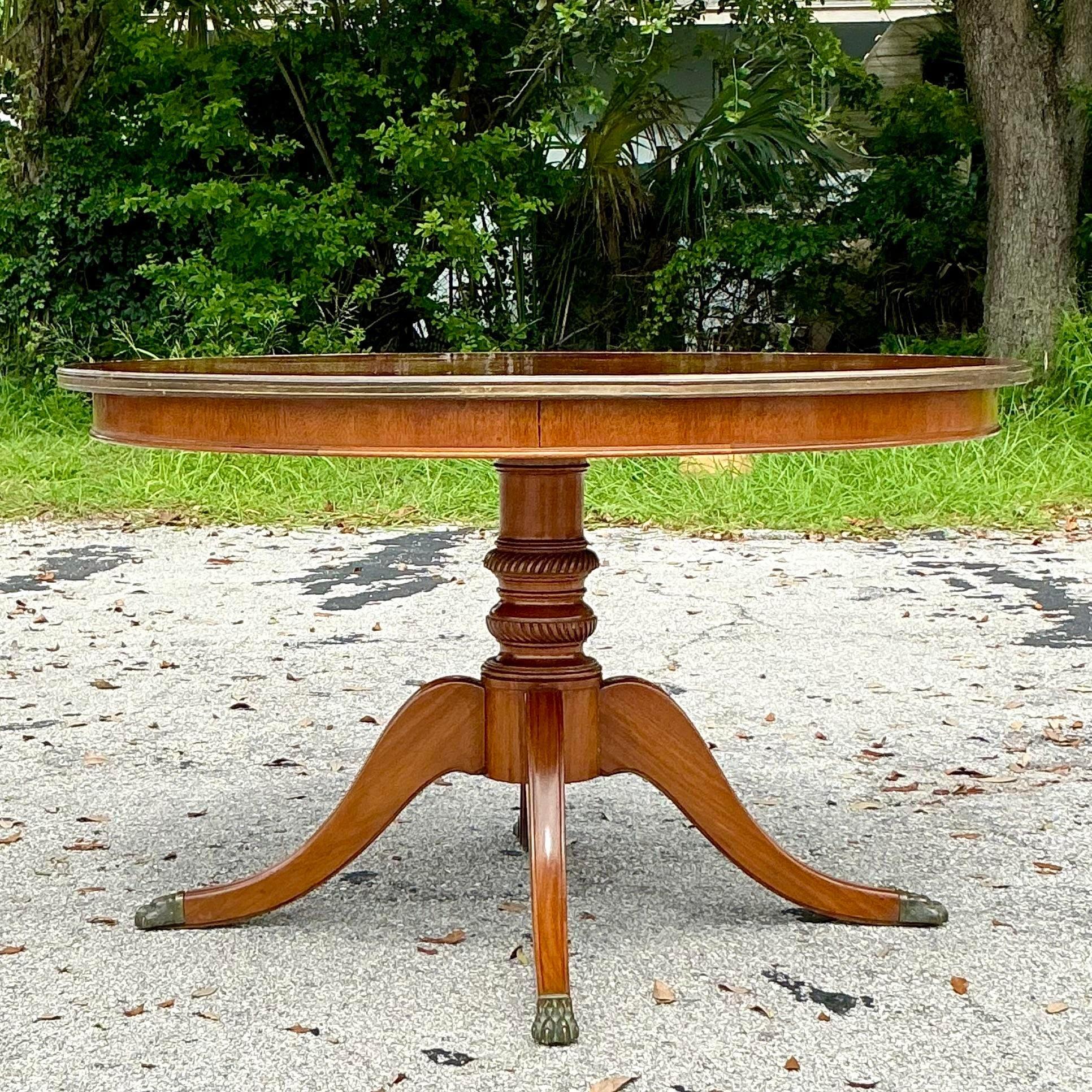 Vintage Regency Three Legged Marquis Center Hall Table For Sale 2