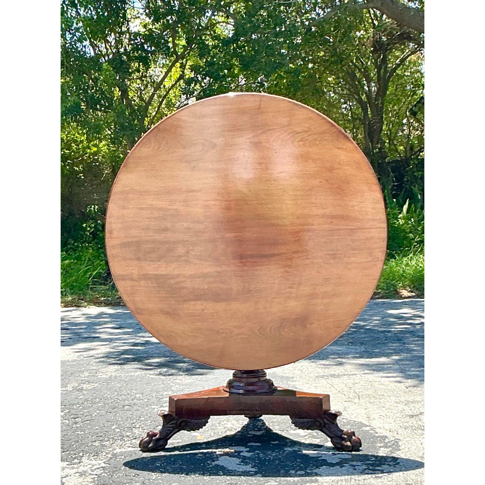 American Classical Vintage Regency Tilt Top Table For Sale