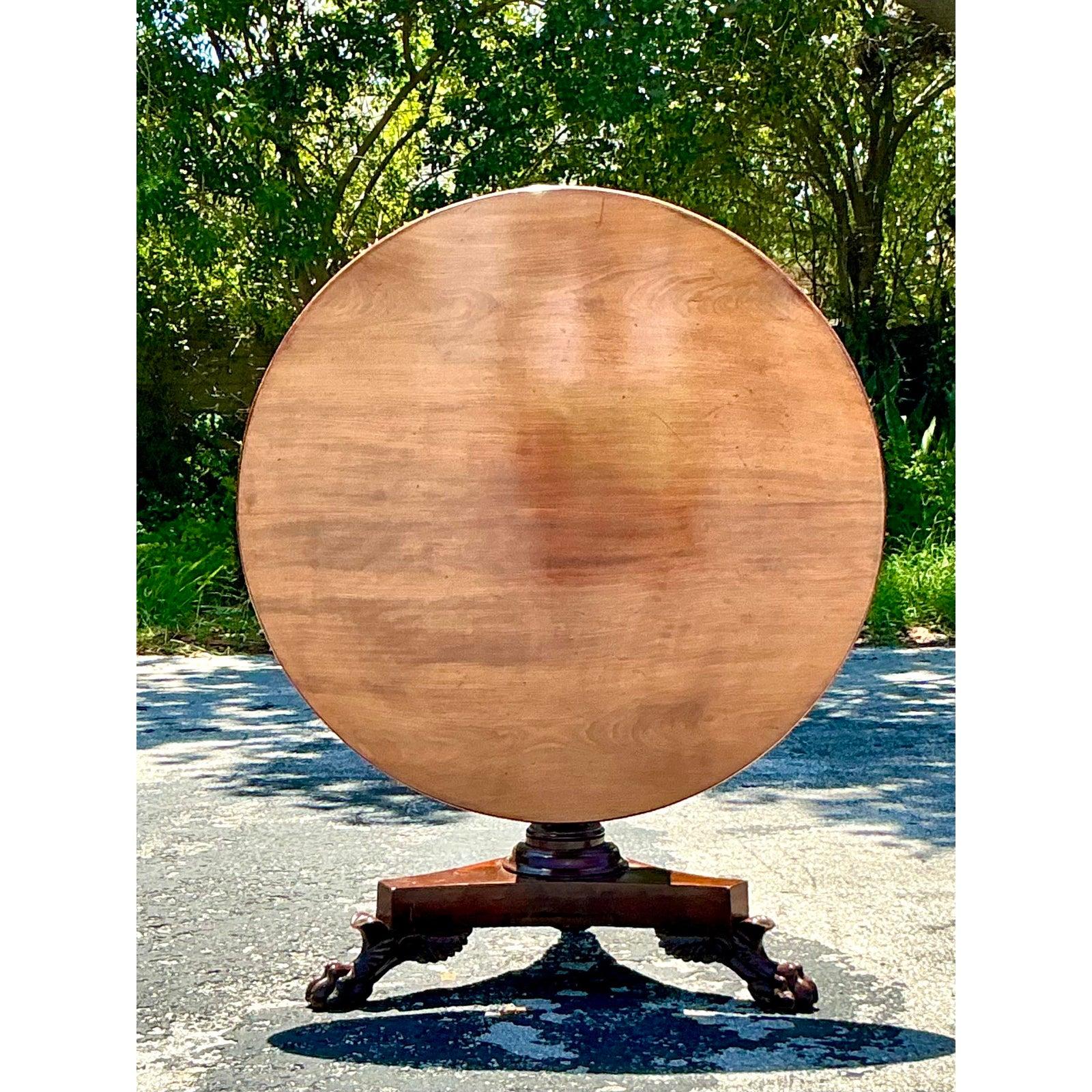 Wood Vintage Regency Tilt Top Table For Sale