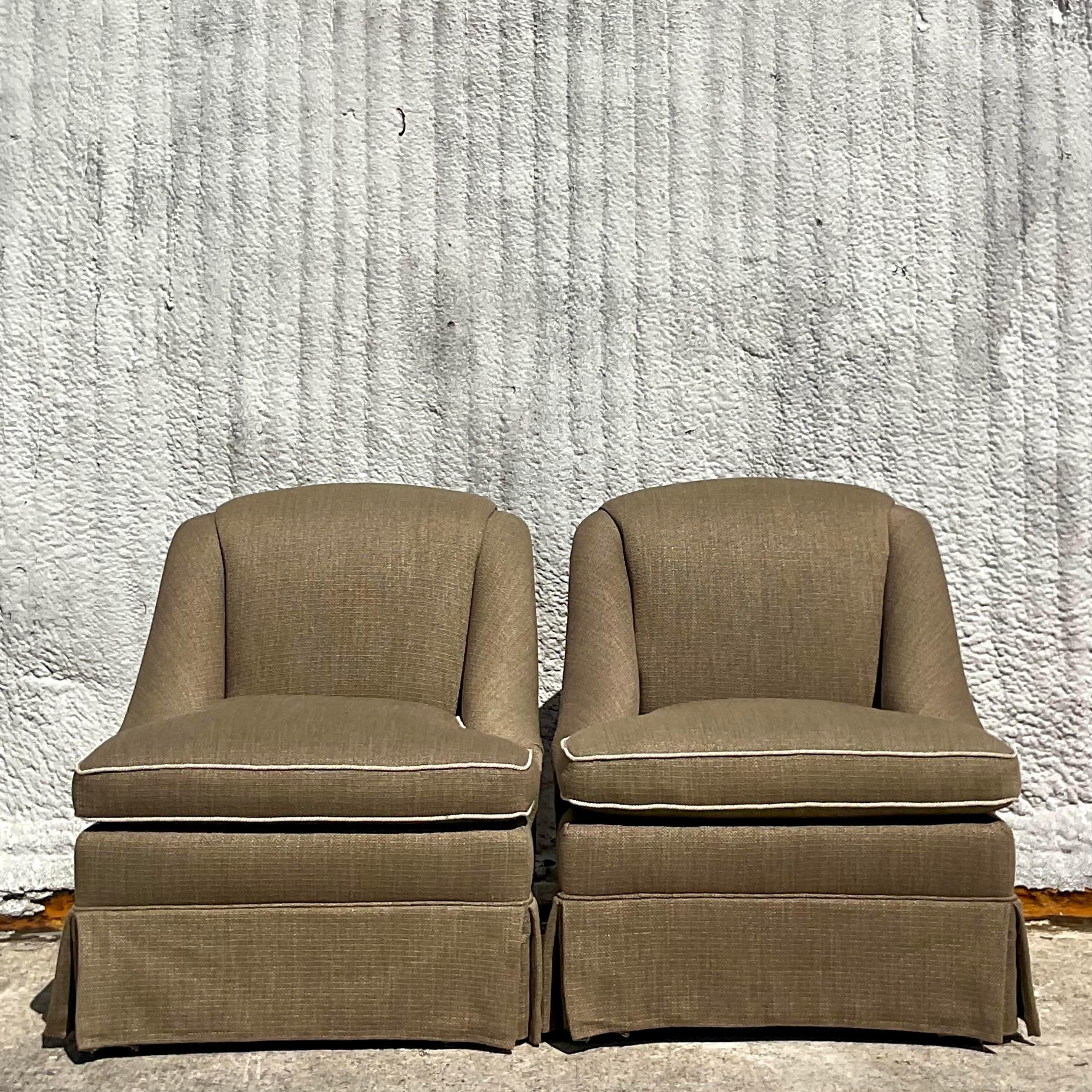 Vintage Regency Tipped Lounge Chairs - a Pair In Good Condition In west palm beach, FL