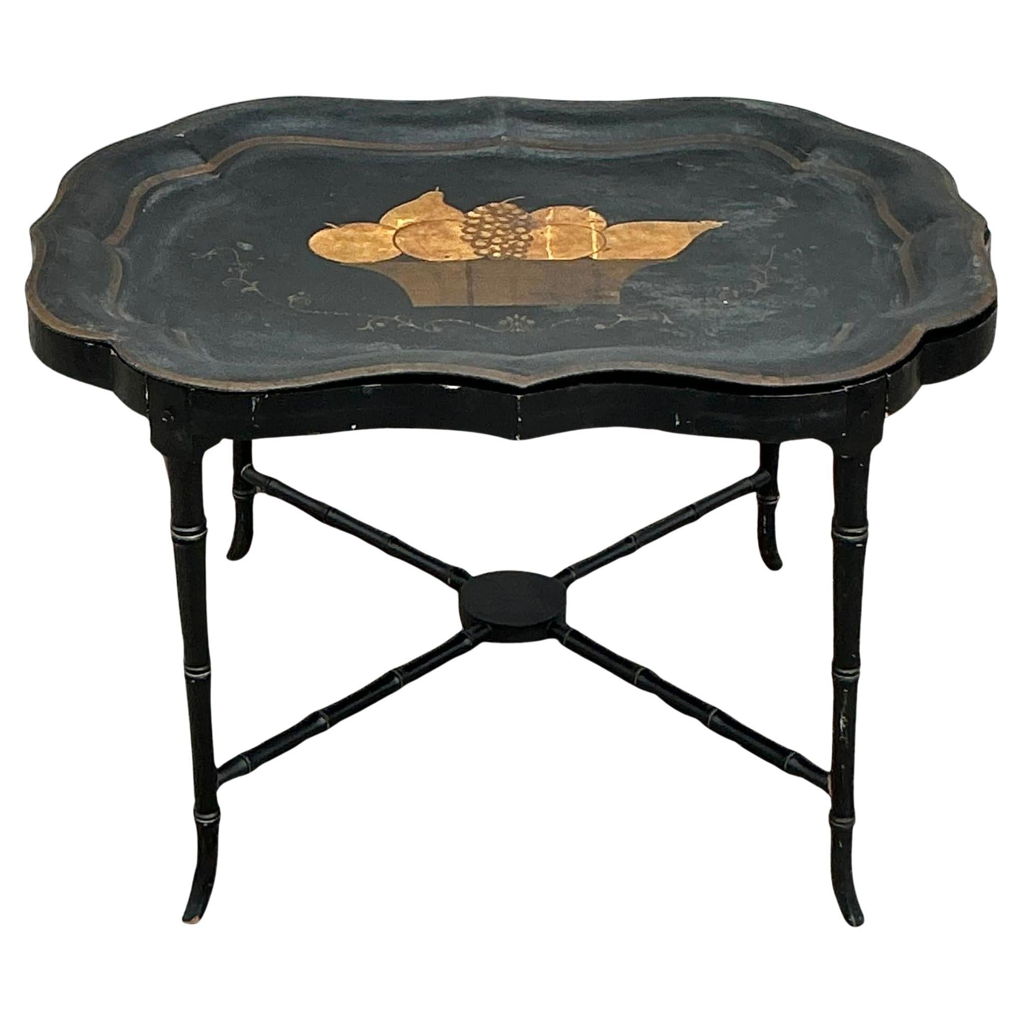 Table à fruits Regency vintage en tôle
