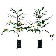 Vintage Regency Tole Lemon Trees - A Pair
