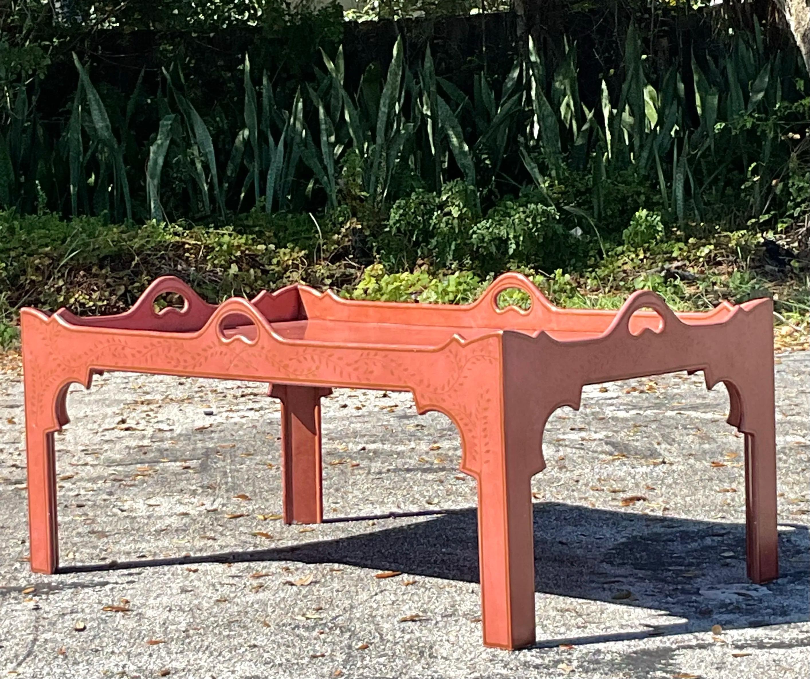 20th Century Vintage Regency Tole Painted Coffee Table