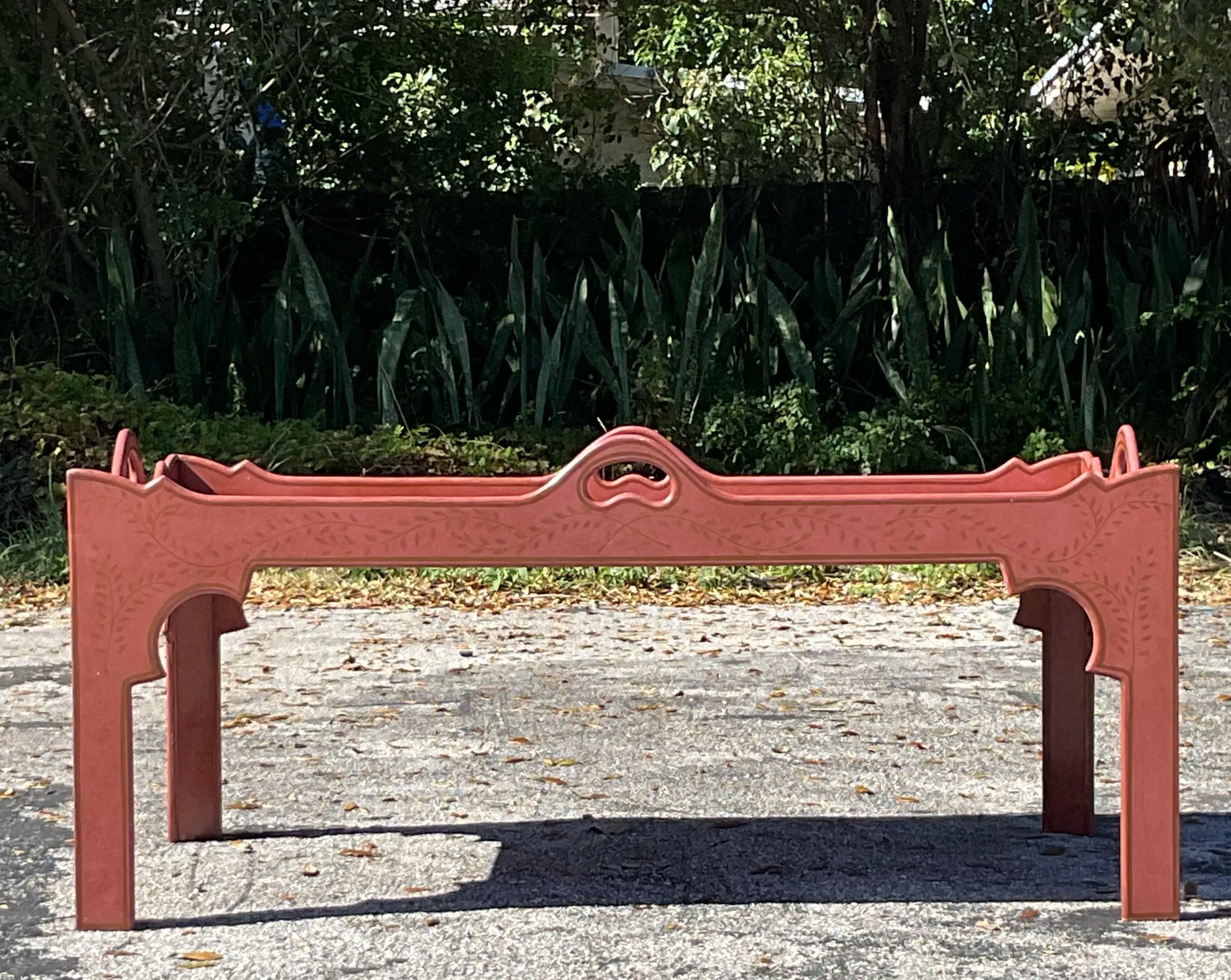 Wood Vintage Regency Tole Painted Coffee Table