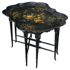 Mesa Bandeja Vintage Regency Pintada a Tole