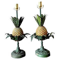 Vintage Regency Tole Pineapple Lamps - A Pair