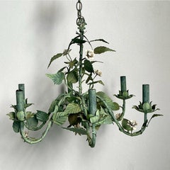 Vintage Regency Tole Rose Chandelier