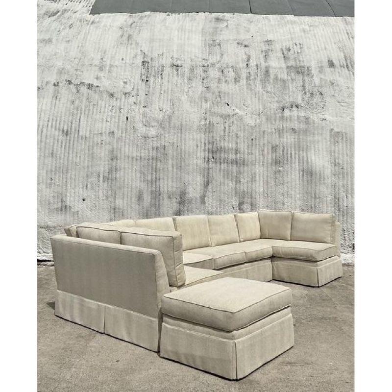 Hollywood Regency Canapé sectionnel Vintage Regency Tonal Chevron en vente