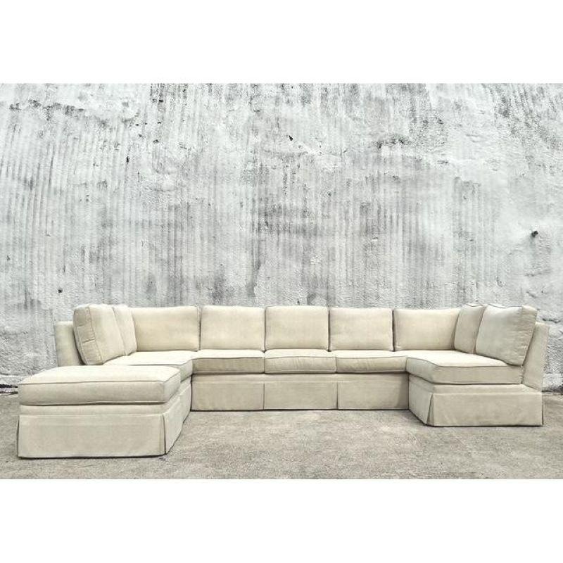 Américain Canapé sectionnel Vintage Regency Tonal Chevron en vente