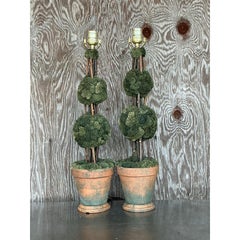 Vintage Regency Topiary Lamps - A Pair