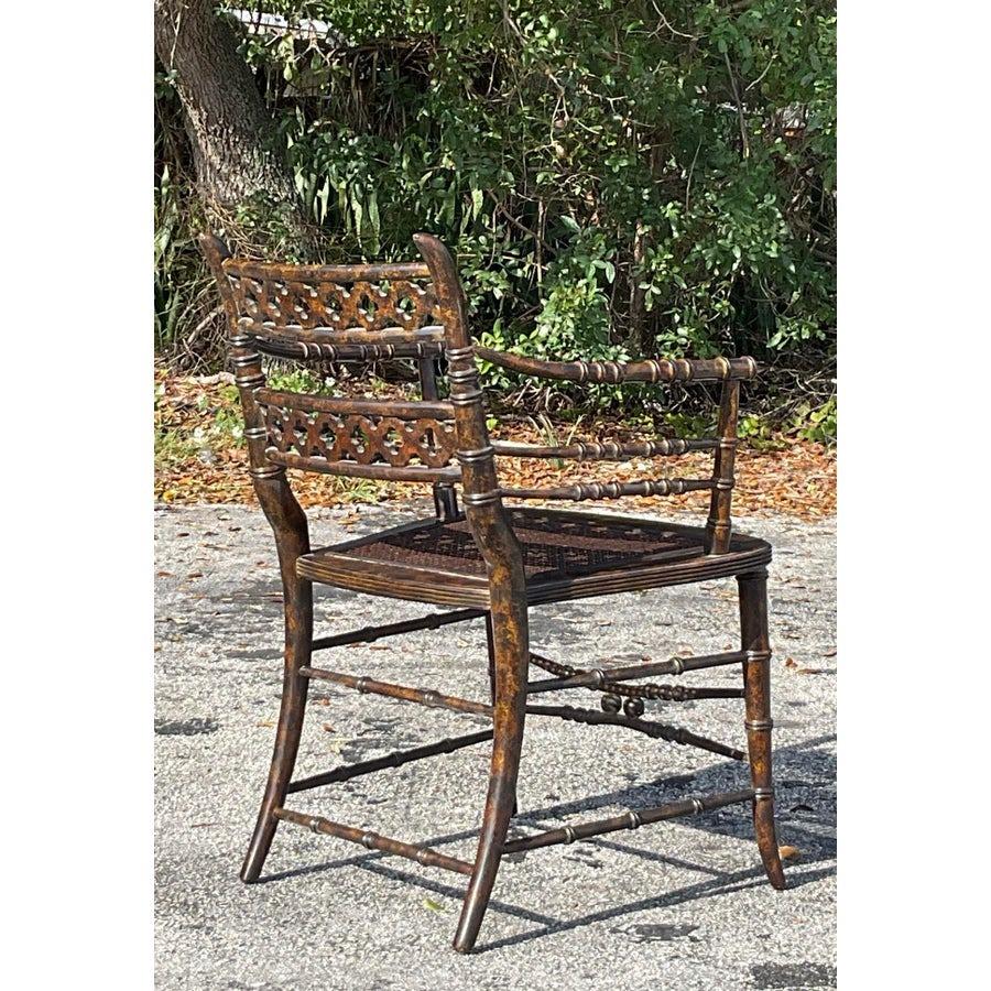 Vintage Regency Trellis Cane Chair For Sale 5
