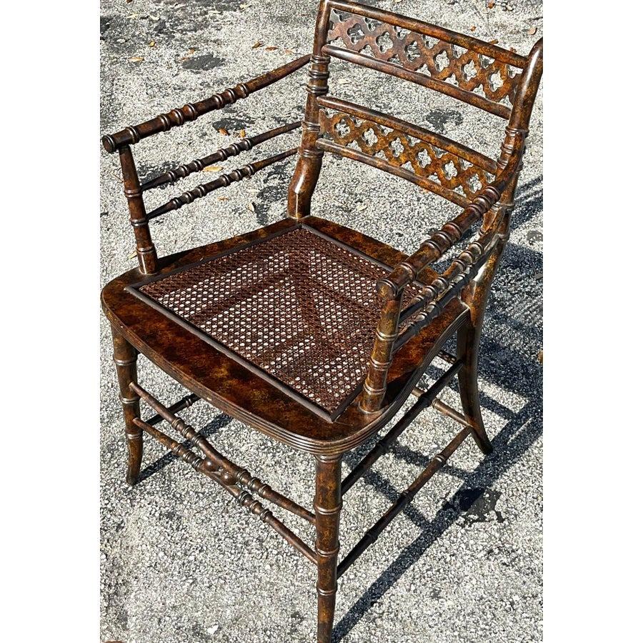 Vintage Regency Trellis Cane Chair For Sale 10