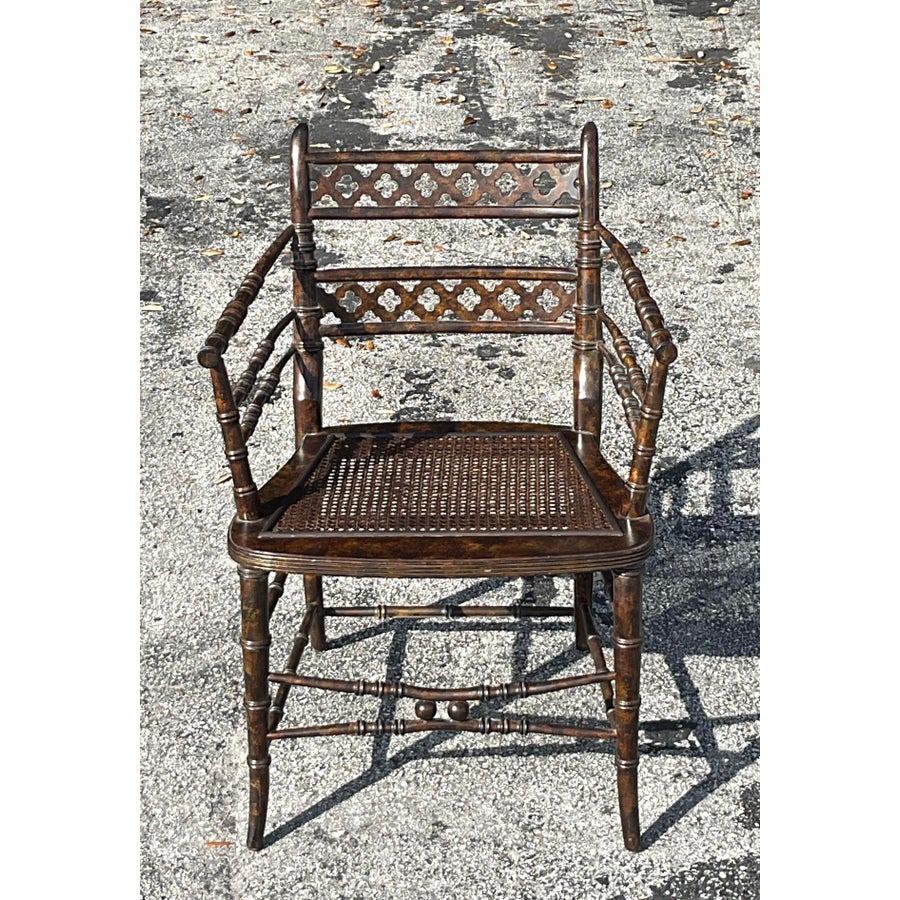 Vintage Regency Trellis Cane Chair For Sale 12