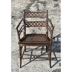 Vintage Regency Trellis Cane Chair
