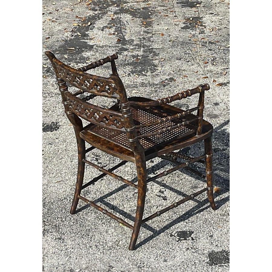 Vintage Regency Trellis Cane Chair For Sale 3