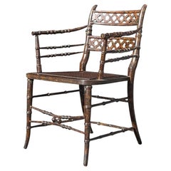 Vintage Regency Trellis Cane Chair