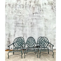 Vintage Regency Trellis Lounge Chairs After Brown Jordan “Venetian” - Set of 6