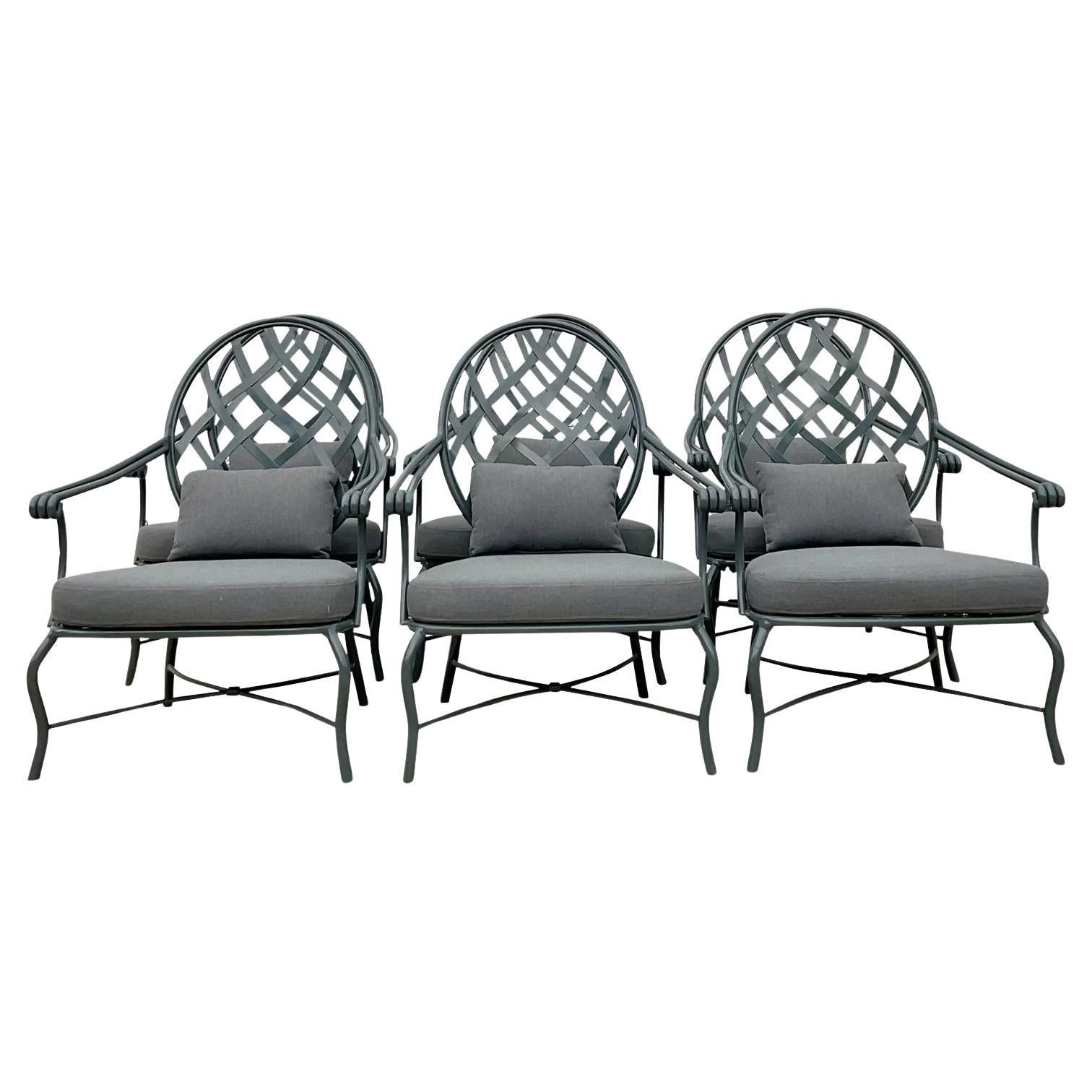 Vintage Regency Trellis Lounge Chairs After Brown Jordan “Venetian” - Set of 6