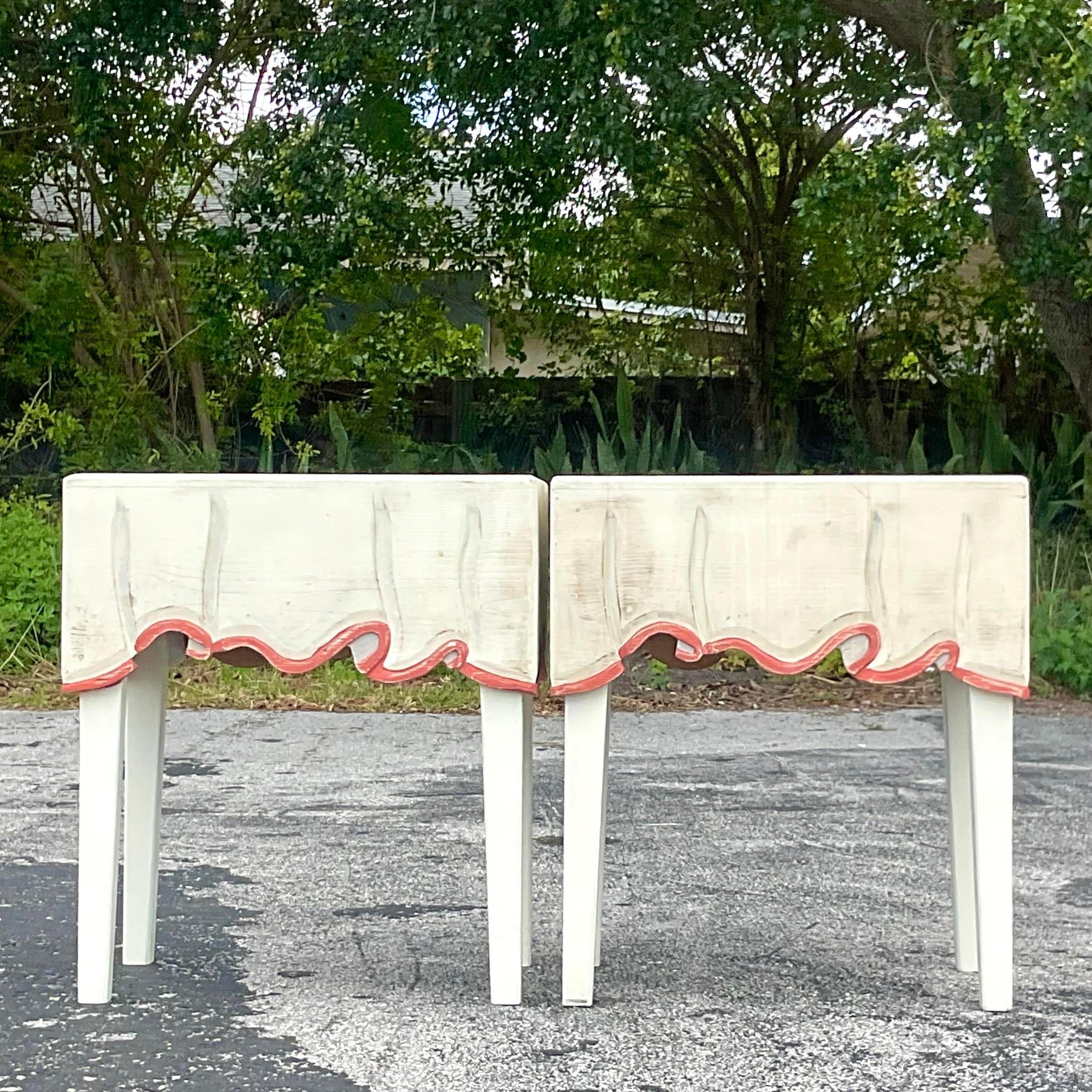 Vintage Regency Trompe L’oiel Side Tables - a Pair In Good Condition For Sale In west palm beach, FL