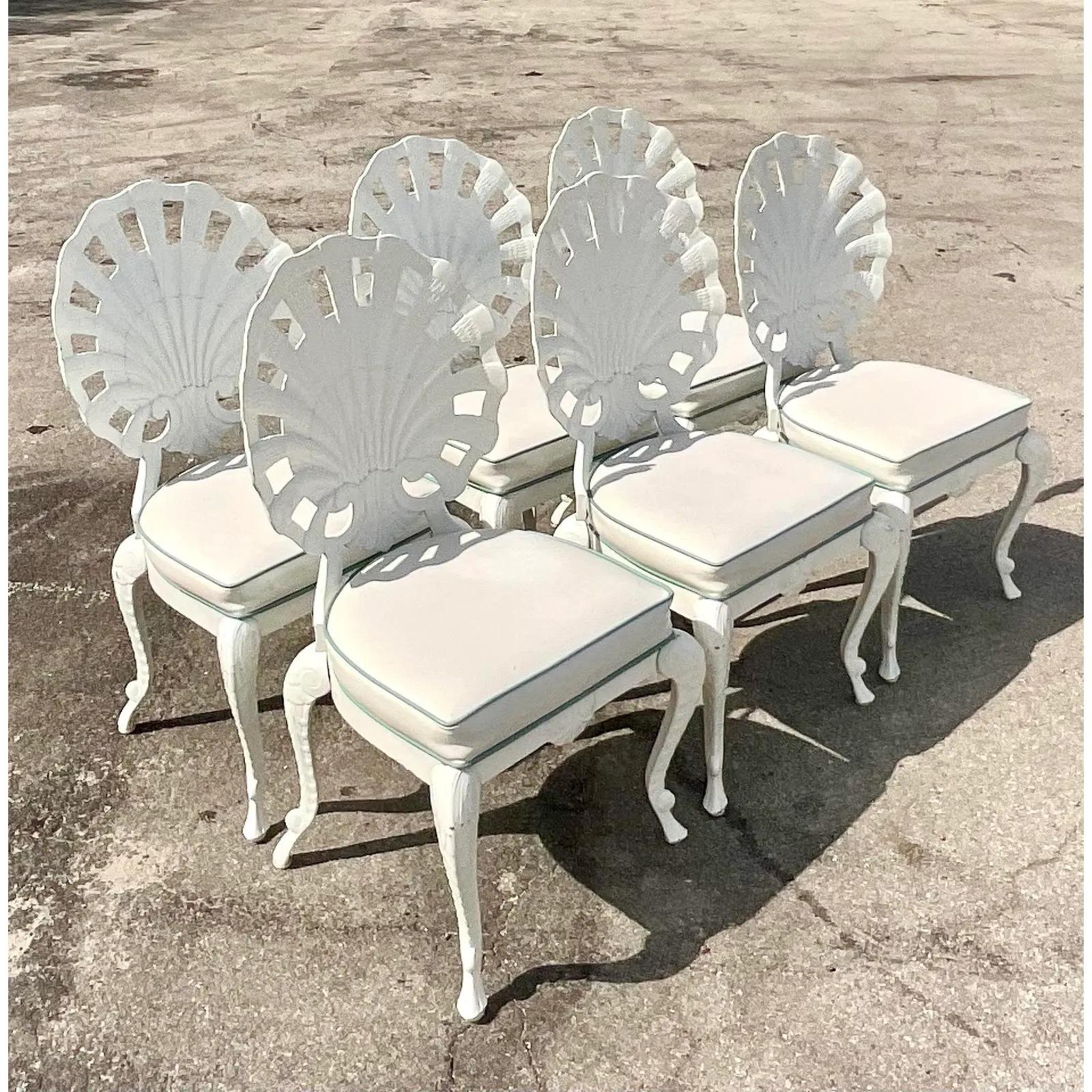 Vintage Regency Tropitone Cast Aluminum Grotto Chairs, Set of 6 In Good Condition In west palm beach, FL