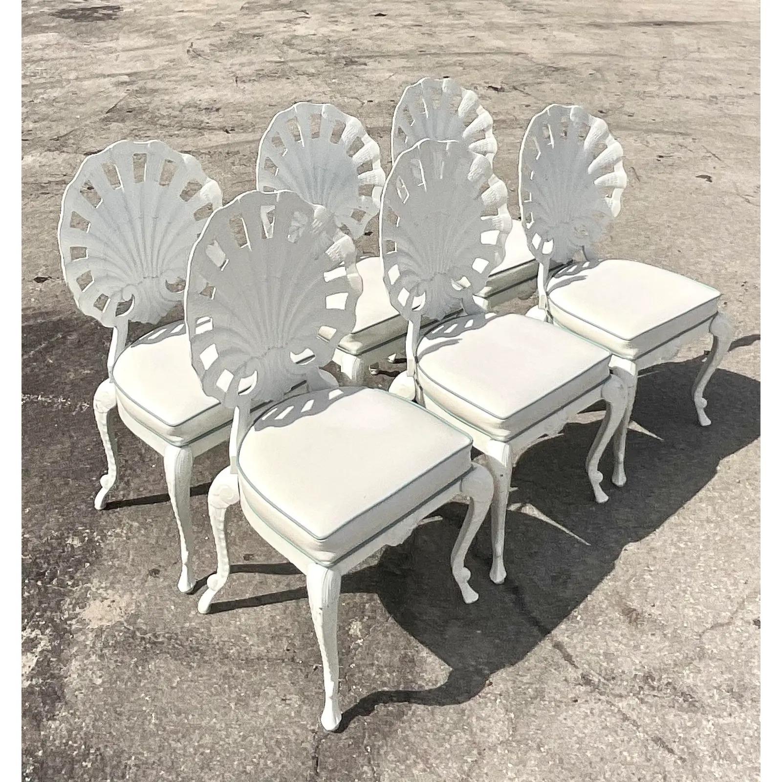 20th Century Vintage Regency Tropitone Cast Aluminum Grotto Chairs, Set of 6