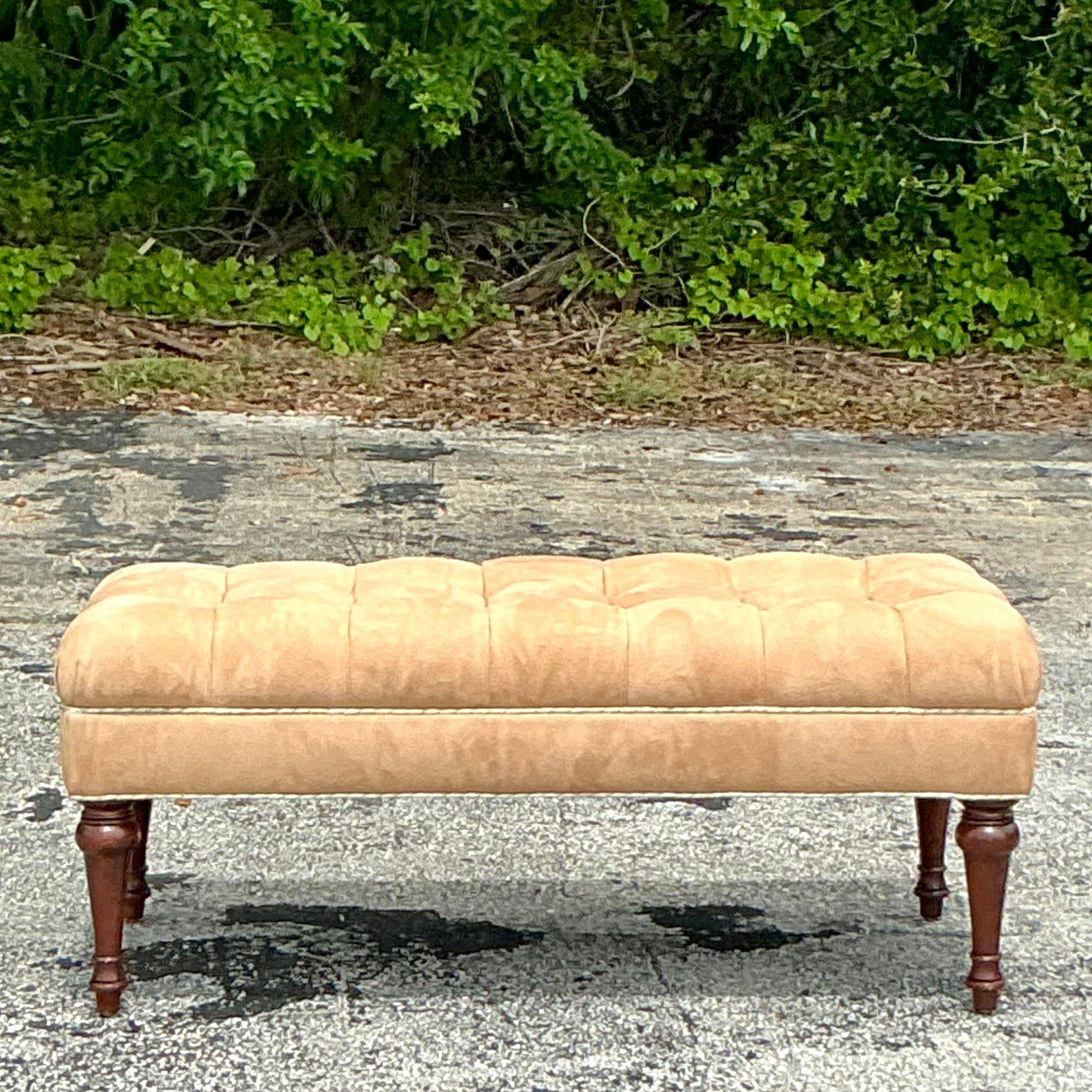 20th Century Vintage Regency Tufted Bench For Sale