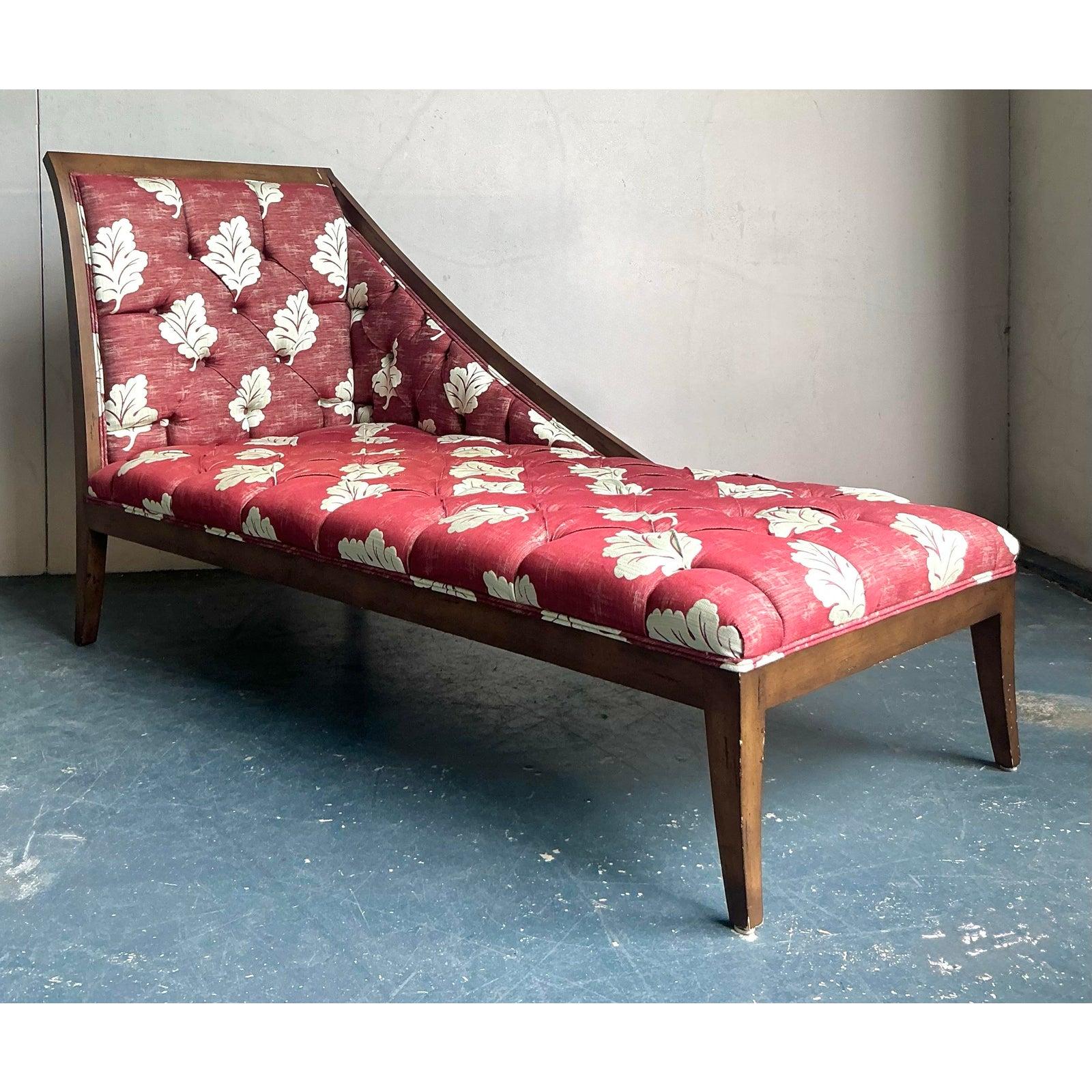 Provincial français Chaise longue touffetée Vintage Regency en vente