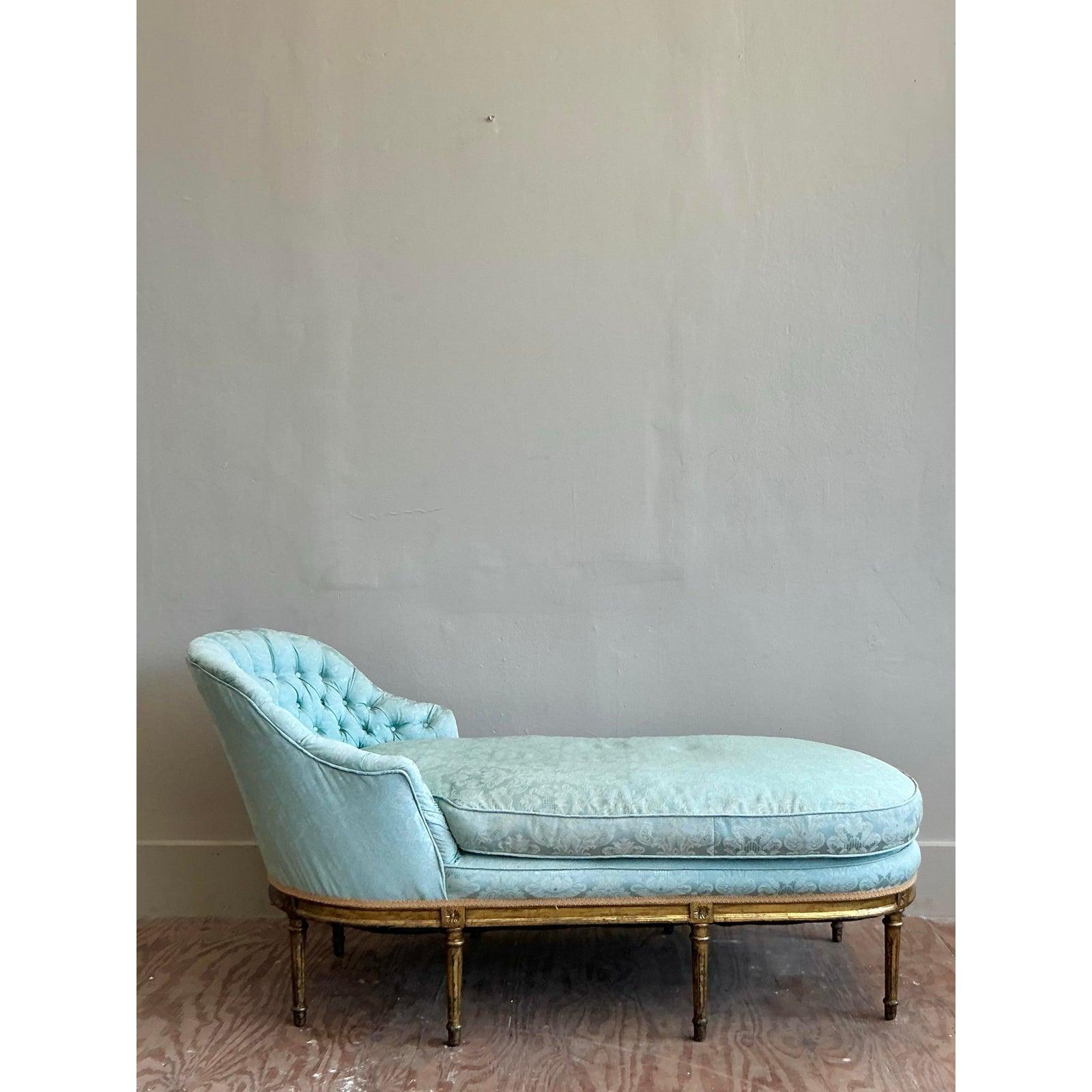 Chaise longue en jacquard touffeté Vintage Regency en vente 4