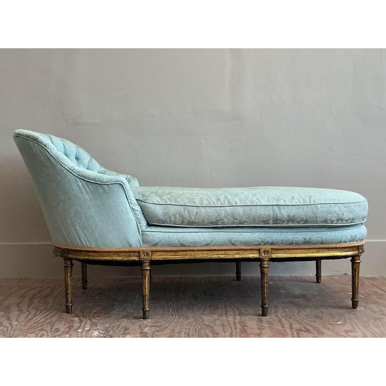 Américain Chaise longue en jacquard touffeté Vintage Regency en vente