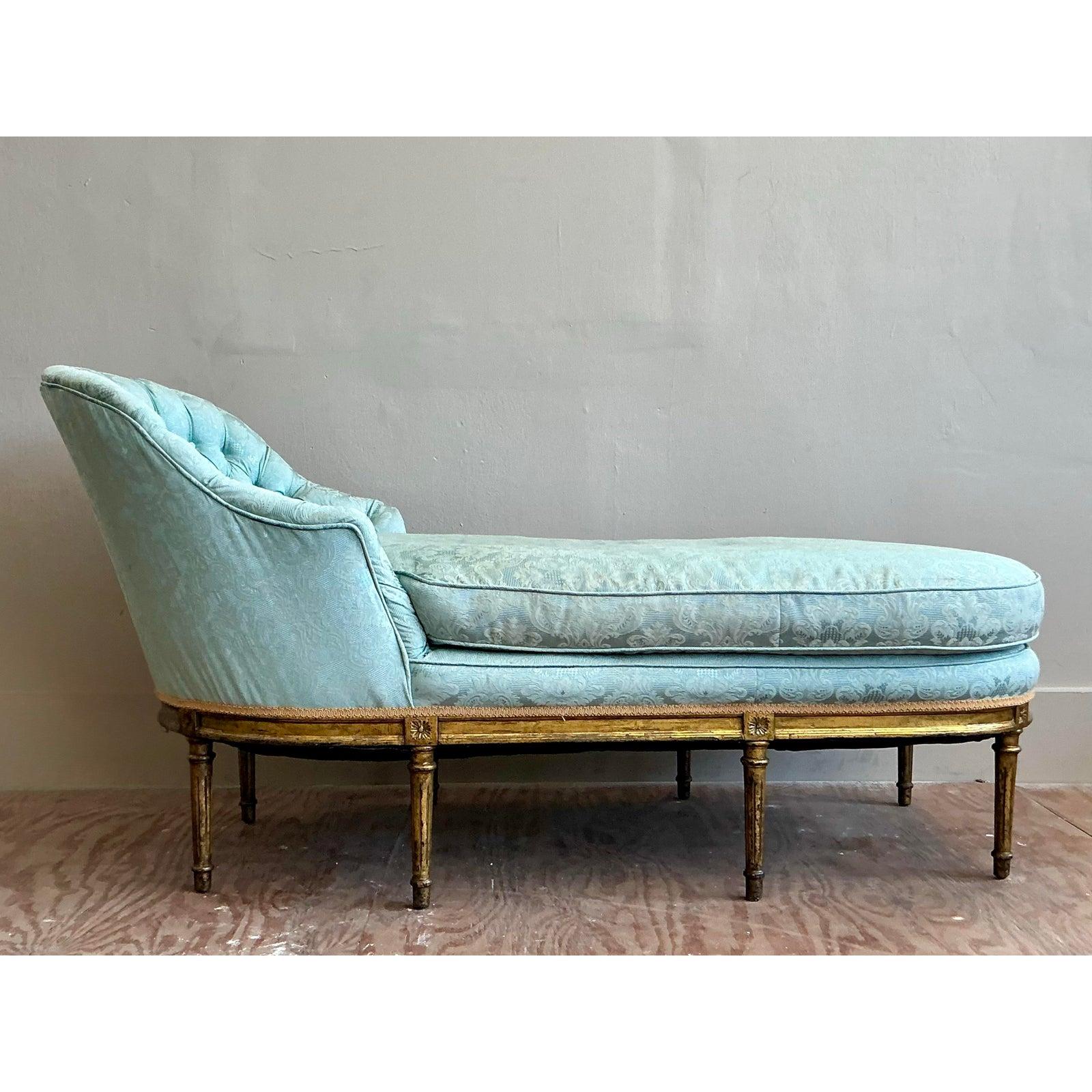 Chaise longue en jacquard touffeté Vintage Regency en vente 1
