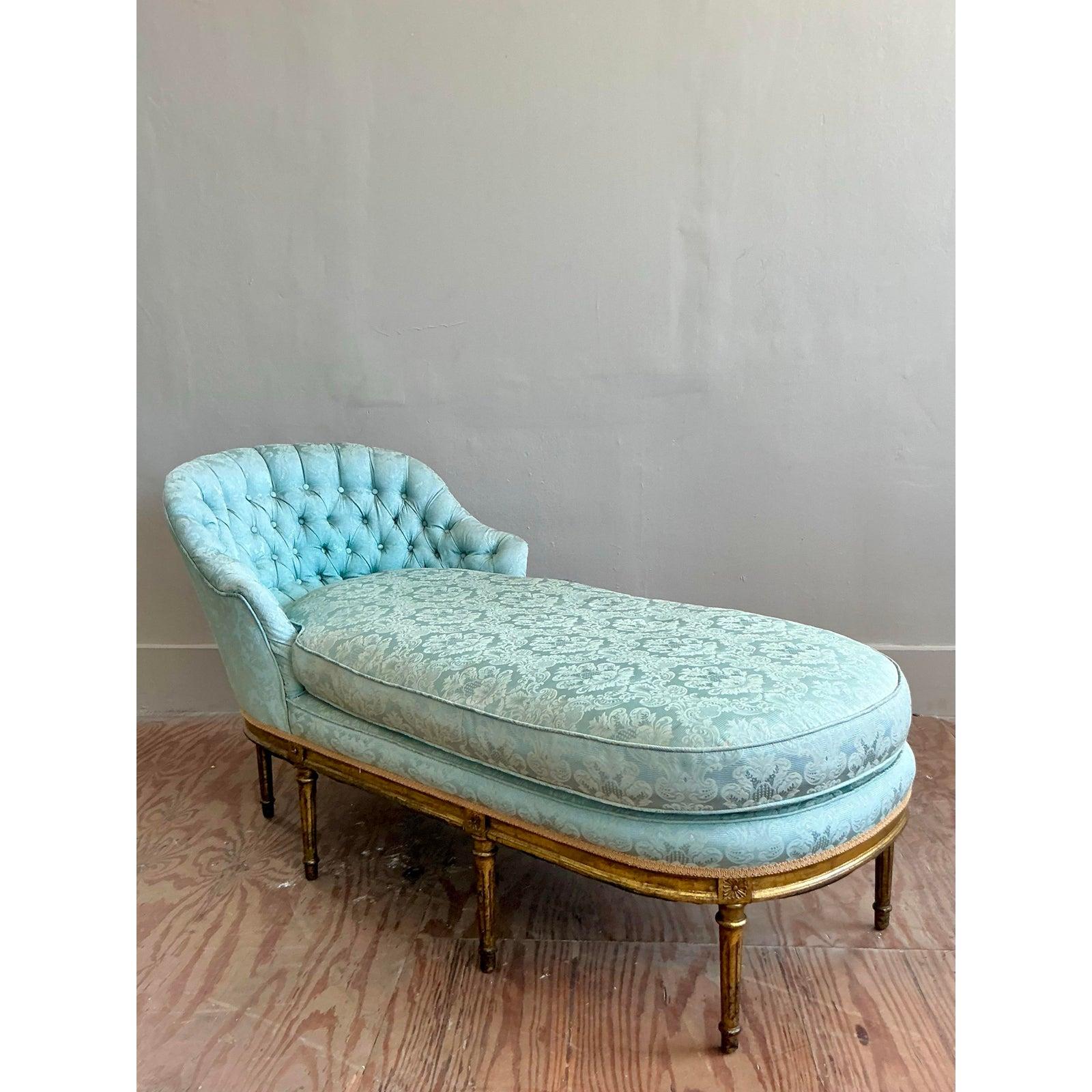 Chaise longue en jacquard touffeté Vintage Regency en vente 2