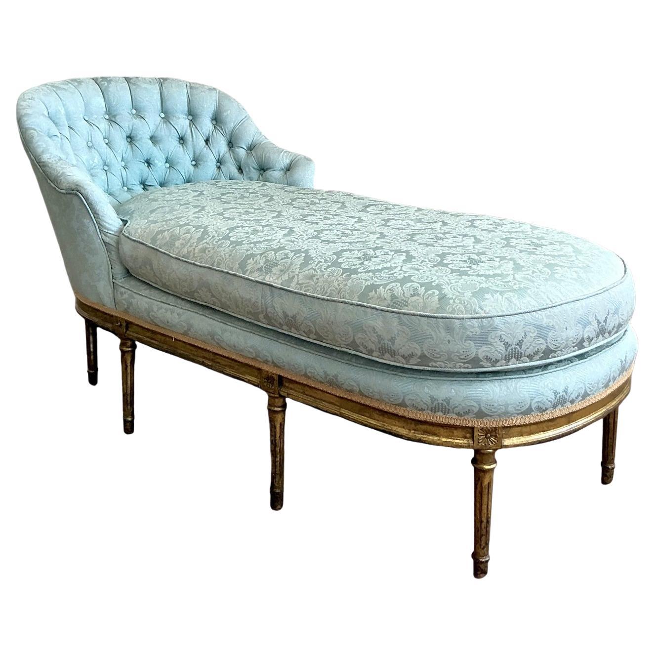 Vintage Regency Tufted Jacquard Chaise Lounge