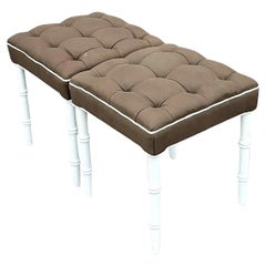 Vintage Regency Tufted Low Hocker - ein Paar