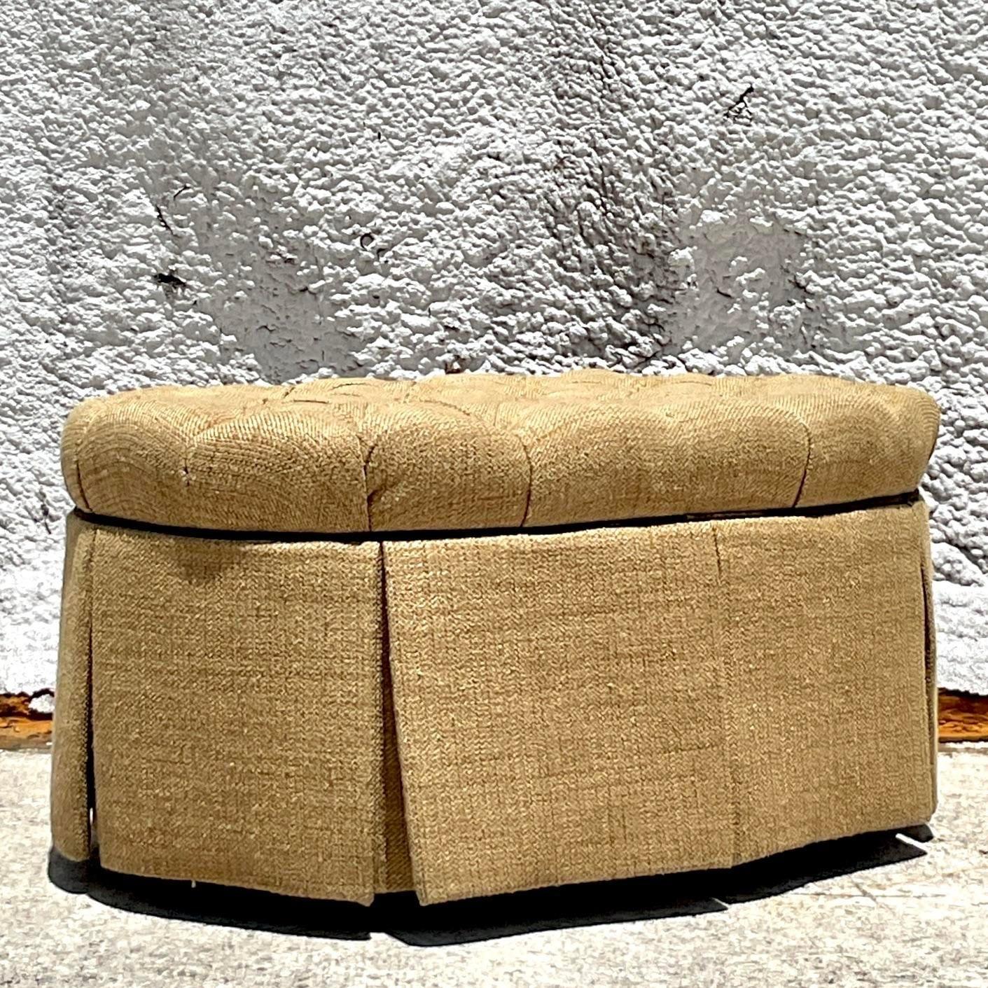 American Vintage Regency Tufted Oval Ottoman