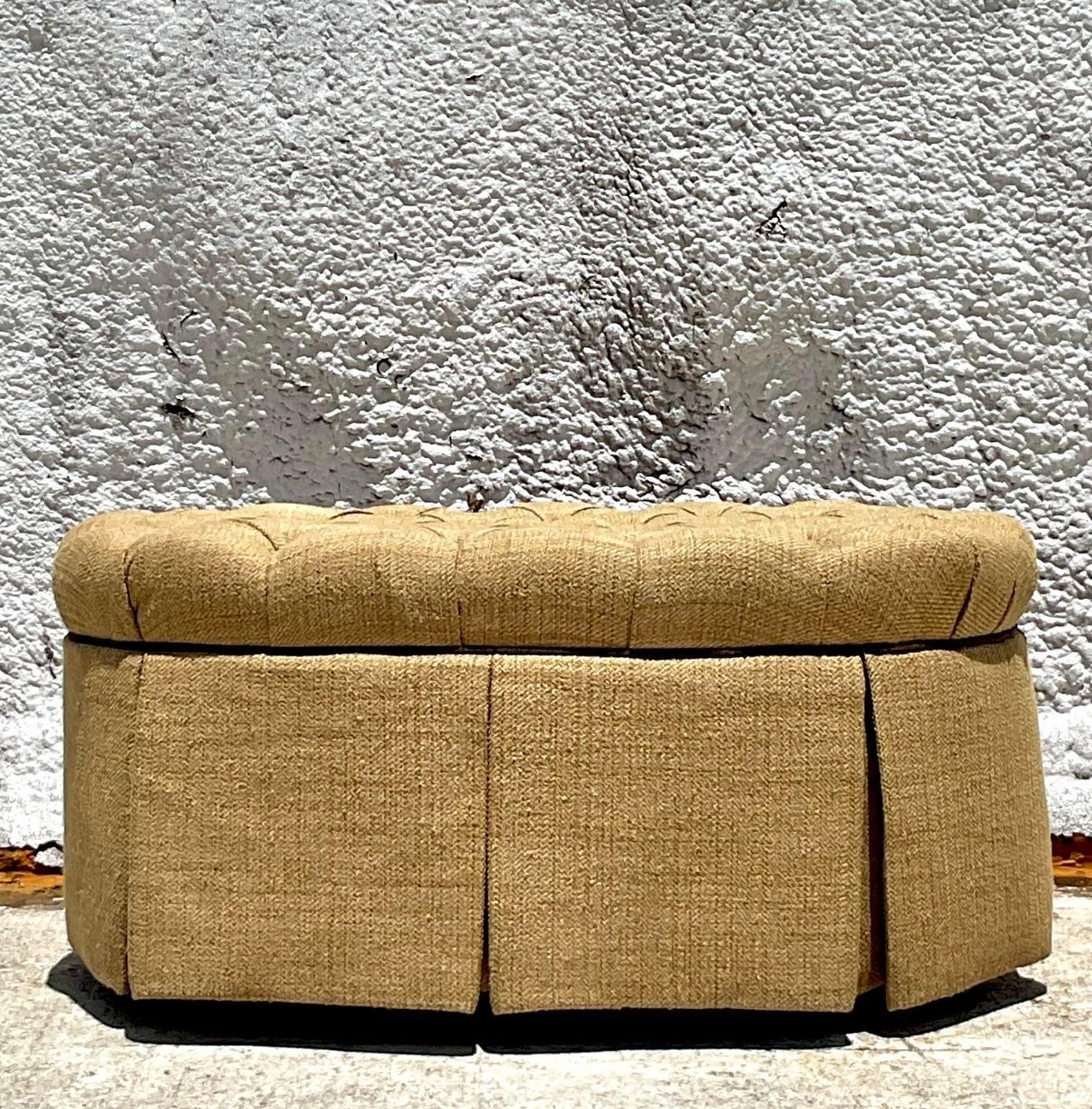 Vintage Regency Tufted Oval Ottoman 1