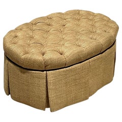 Vintage Regency Tufted Oval Ottoman