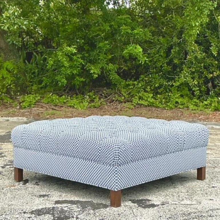 American Vintage Regency Tufted Square Ottoman