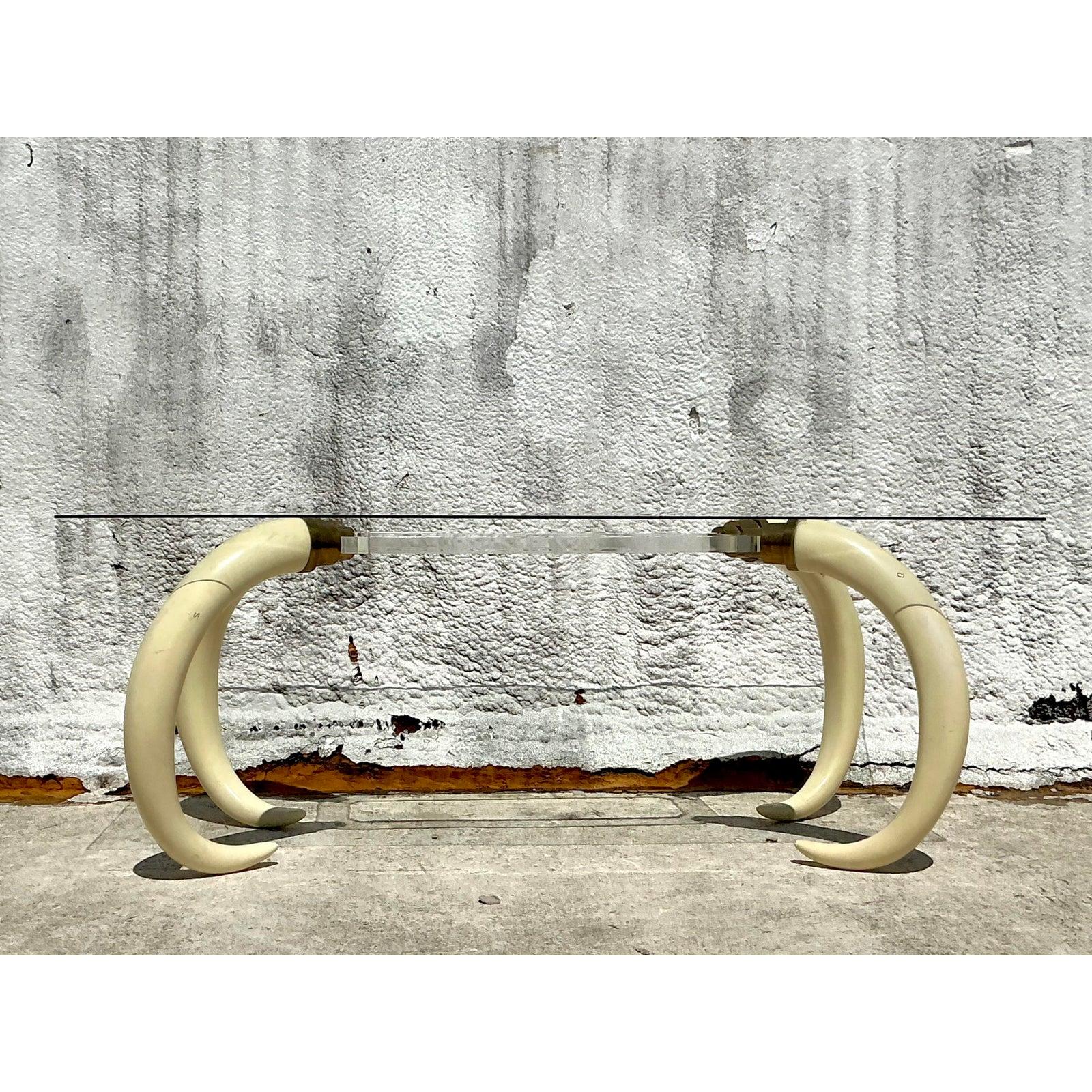 Vintage Regency Tusk Pedestal Dining Table For Sale 5