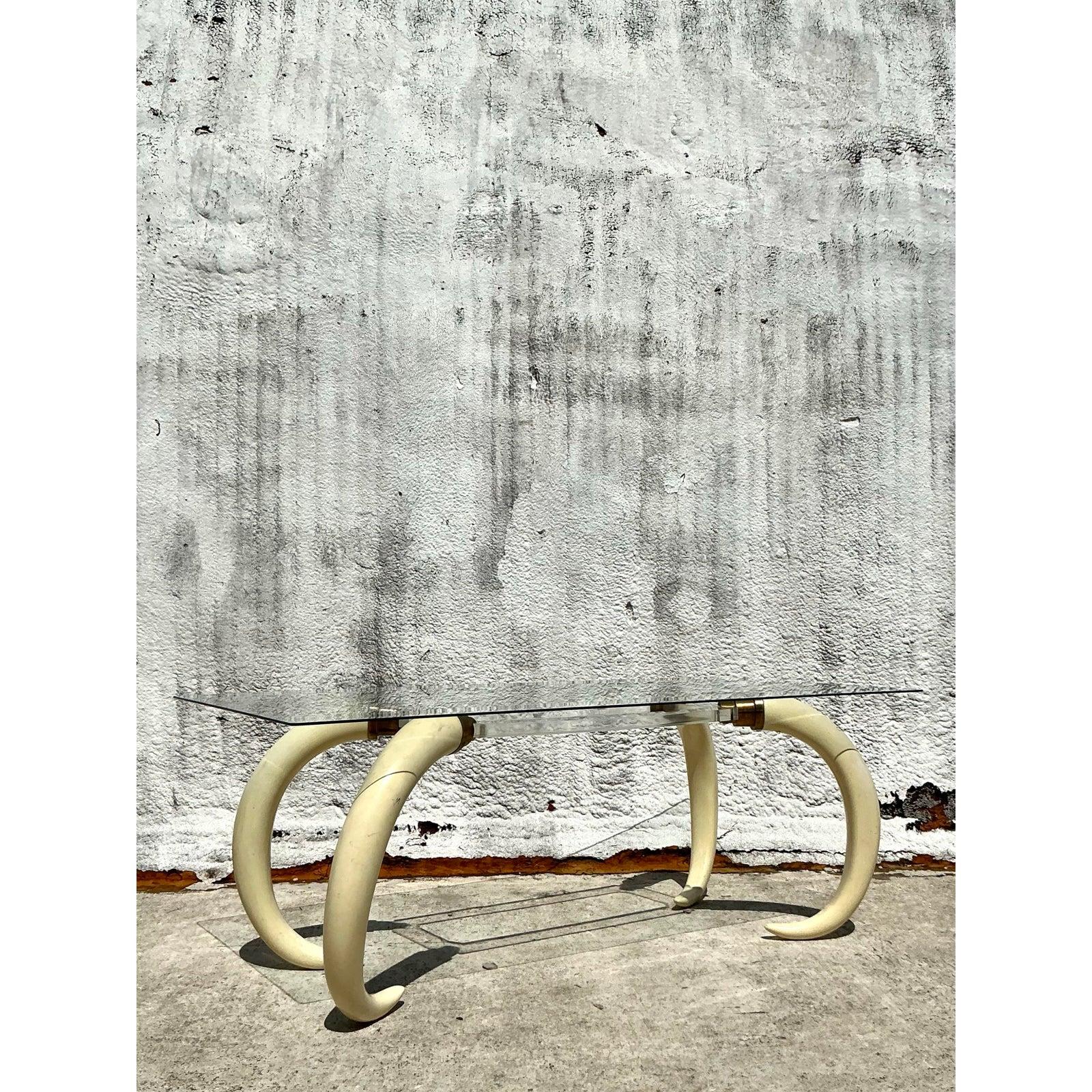 Vintage Regency Tusk Pedestal Dining Table For Sale 1