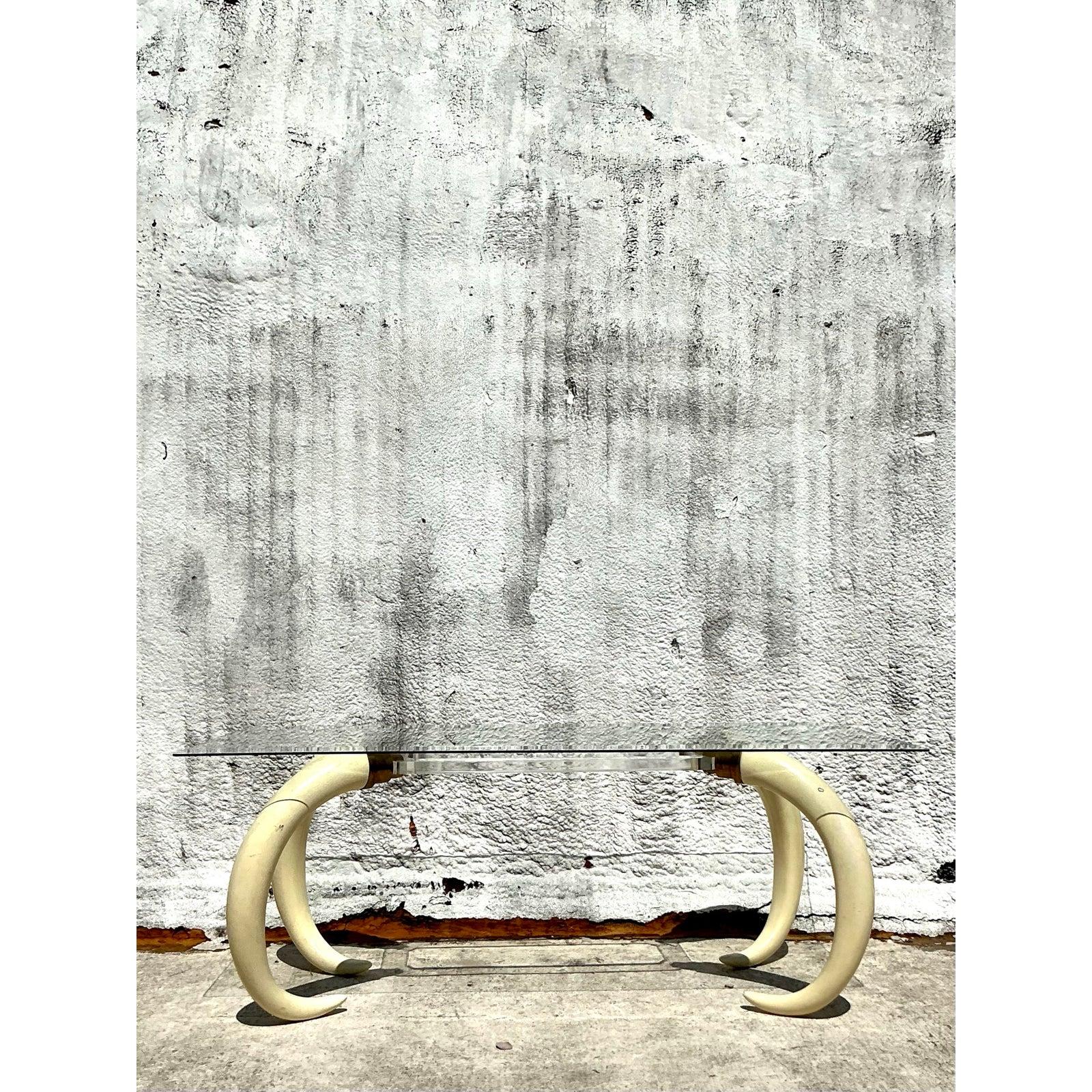 Vintage Regency Tusk Pedestal Dining Table For Sale 2