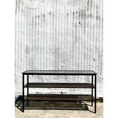 Vintage Regency Two Tier Cane Console Table