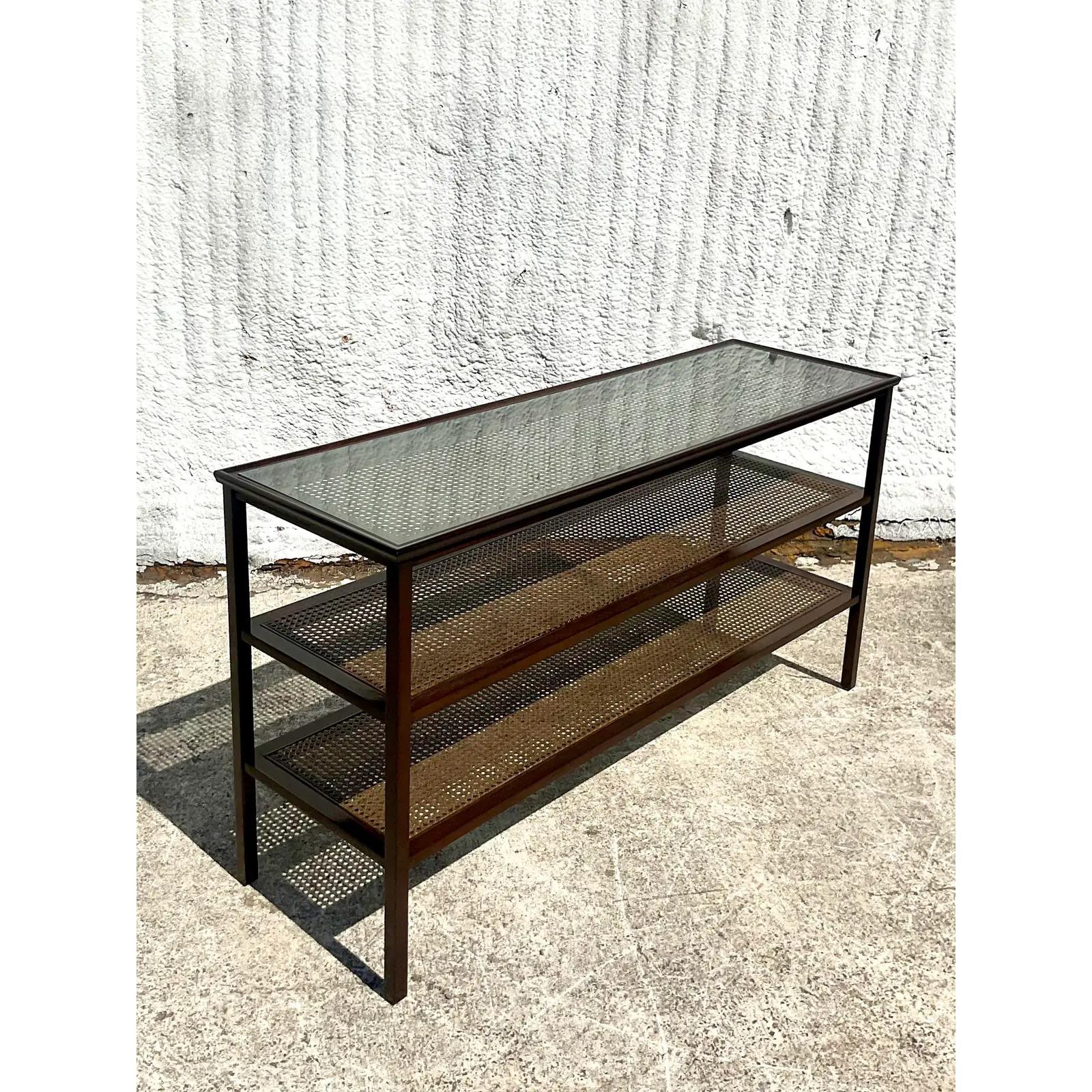 Vintage Regency Two Tier Cane Console Table 2