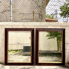 Vintage Regency Uttermost Tortoise Shell Finish Gilt Mirror, a Pair